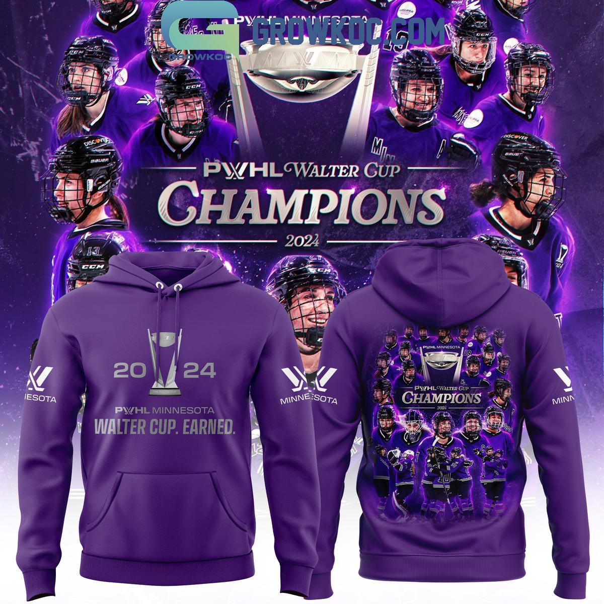 PWHL Minnesota 2024 Champions Walter Cup Earned Purple Version Hoodie Shirt 1 nx7Az