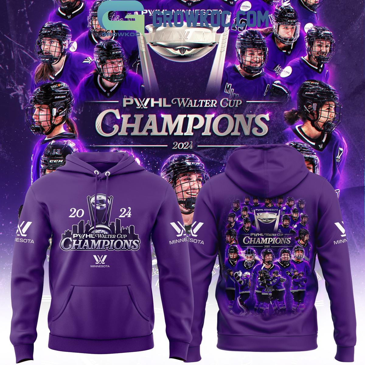 PWHL Minnesota 2024 Champions Walter Cup Purple Version Hoodie Shirt 1 OXM4L