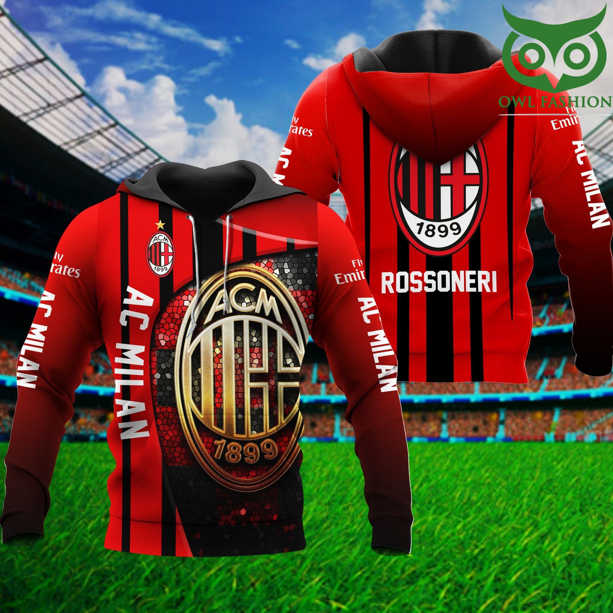 PYy2dRtd 63 AC Milan Rossoneri 3D Hoodie