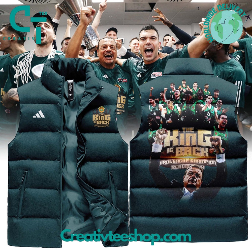 Panathinaikos BC THE KING IS BACK Sleeveless Puffer Jacket 1