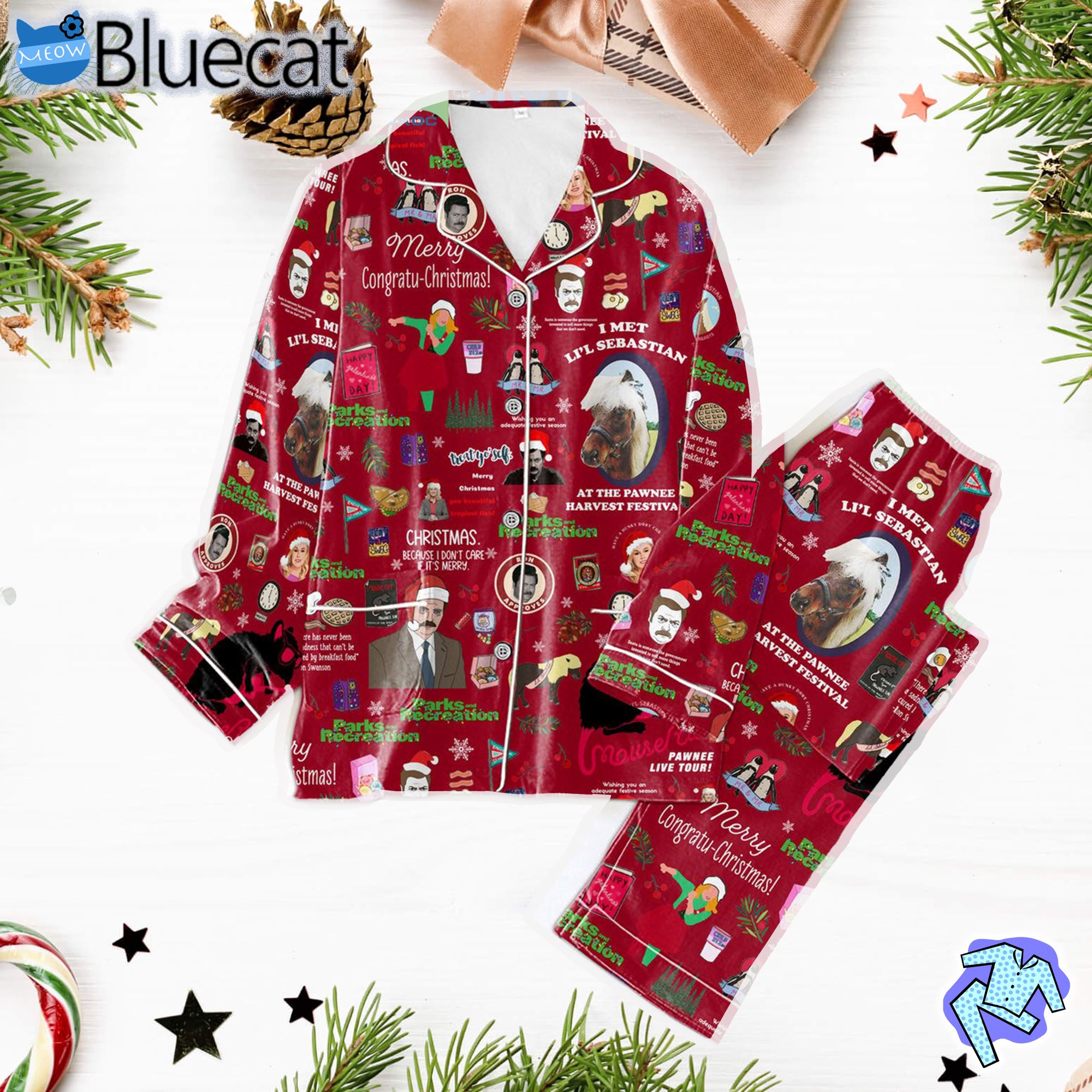 Parks And Recreation Merry Congratu Christmas Pajamas Set 11f154 0