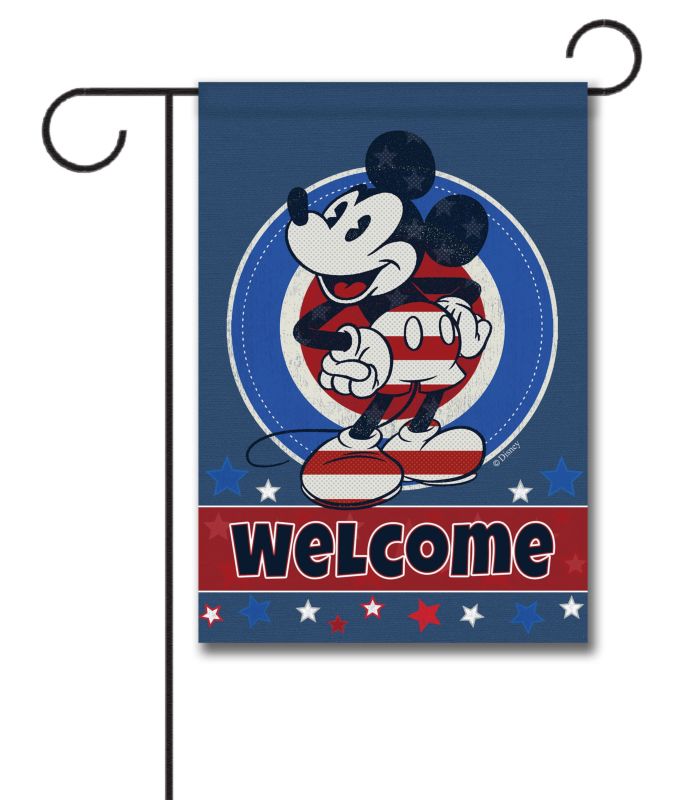 Patriotic Welcome Mickey Mouse Garden Flag