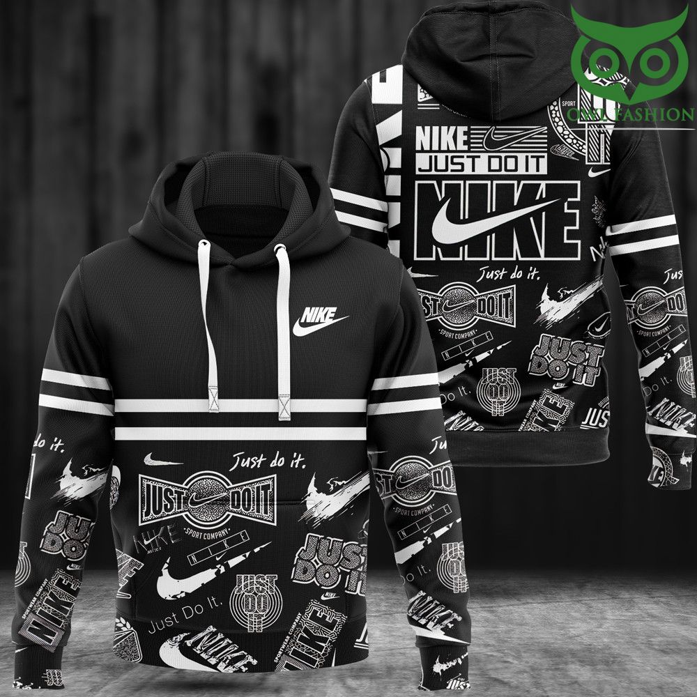 PbX7UtyN 60 Nike black Just do it basketball pattern hoodies and sweatpants