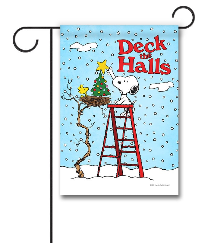 Peanuts Christmas Tree Woodstock and Snoopy Garden Flag