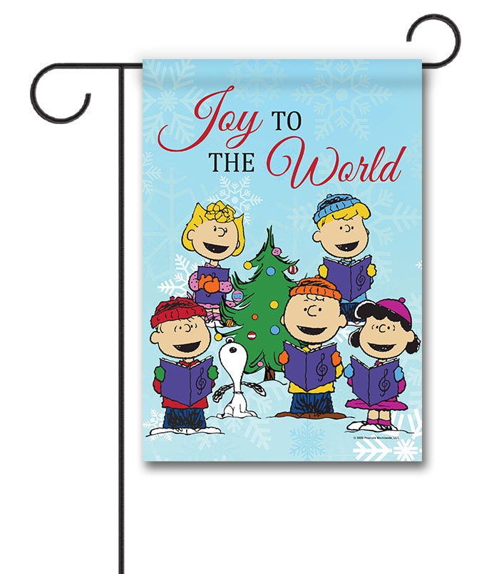 Peanuts Joy to the World Singing Christmas Garden Flag