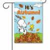 Peanuts Jumping in Leaves Snoopy Fall Garden Flag