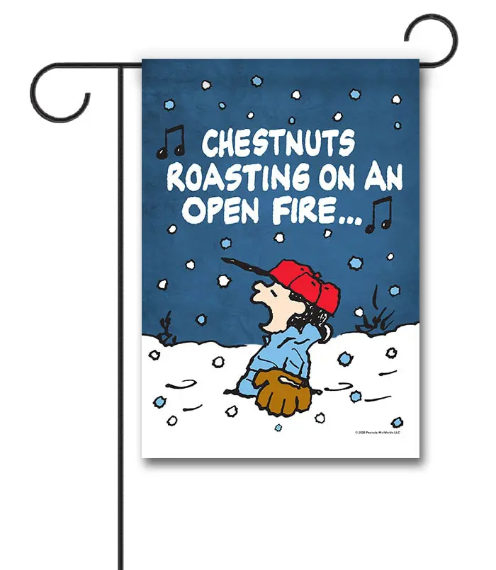 Peanuts Lucy Singing in the Snow Christmas Garden Flag