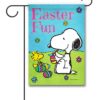 Peanuts Painting Eggs Easter Woodstock and Snoopy Garden Flag