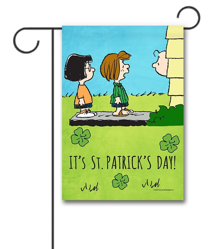 Peanuts Peppermint Patty and Charlie Brown St. Patricks Day Garden Flag