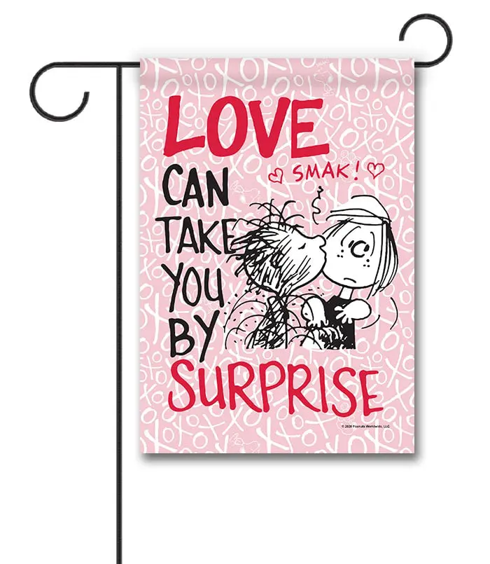 Peanuts Pigpen and Peppermint Patty Love Garden Flag