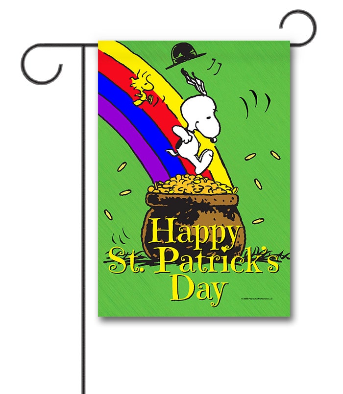 Peanuts Pot of Gold Snoopy St. Patricks Day Garden Flag