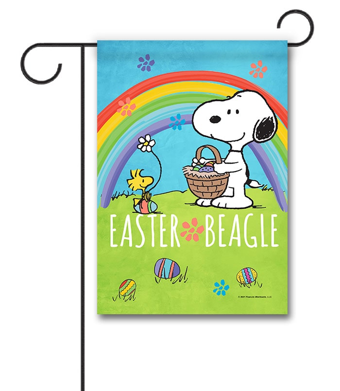 Peanuts Rainbow Easter Snoopy Garden Flag