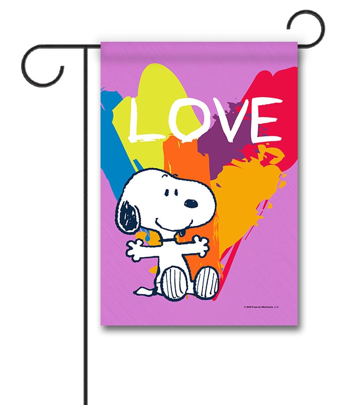 Peanuts Rainbow Heart Snoopy Garden Flag