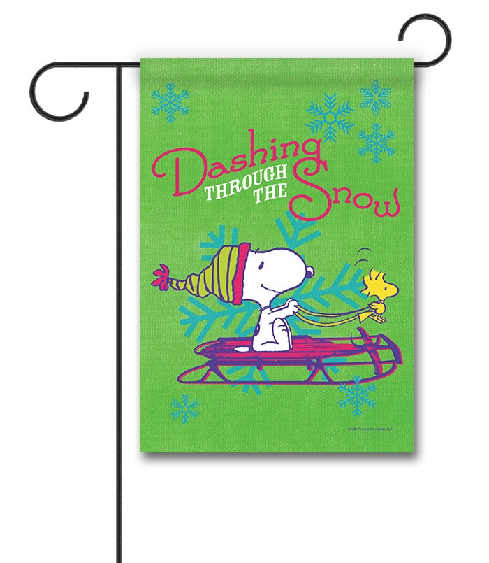 Peanuts Sledding Snoopy Christmas Garden Flag