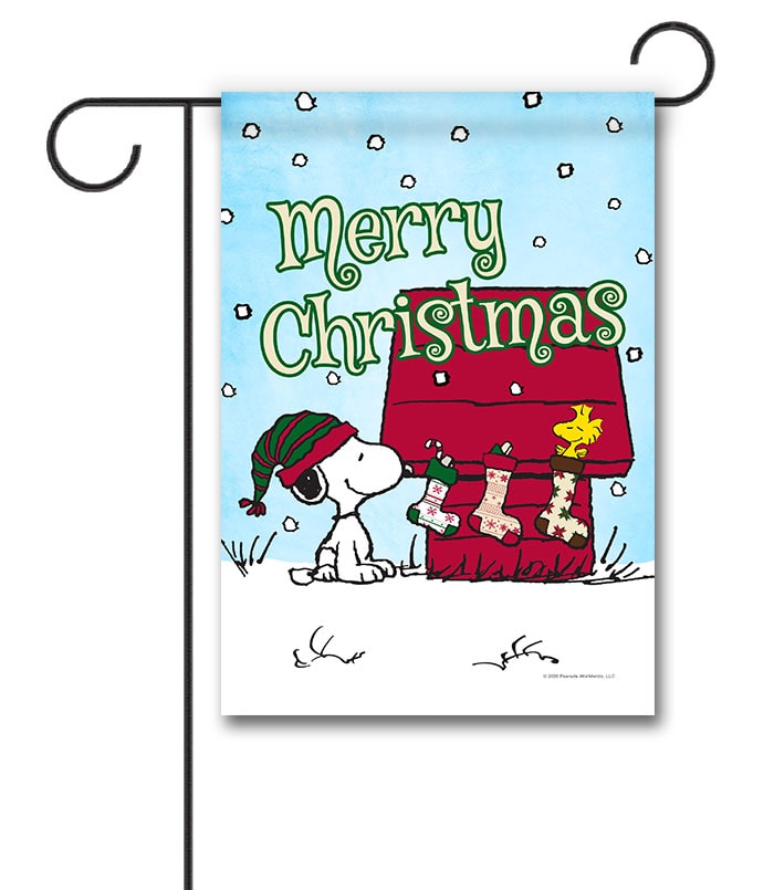 Peanuts Winter Doghouse Christmas Snoopy Garden Flag