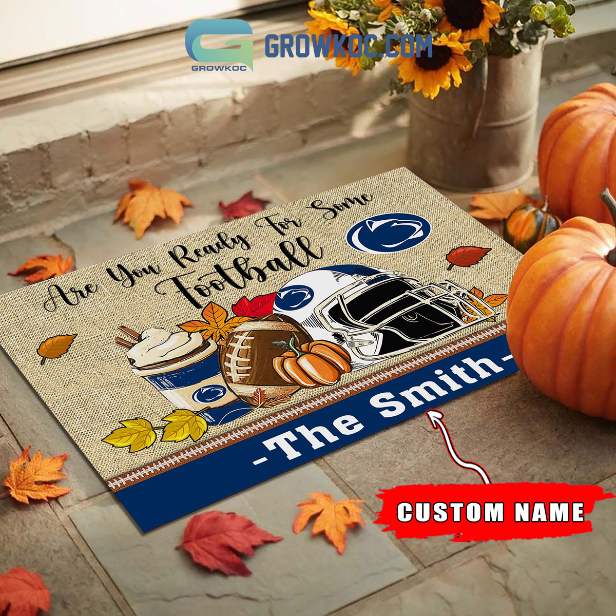 Penn State Nittany Lions NCAA Fall Pumpkin Are You Ready For Some Football Personalized Doormat2B1 3Av1Y