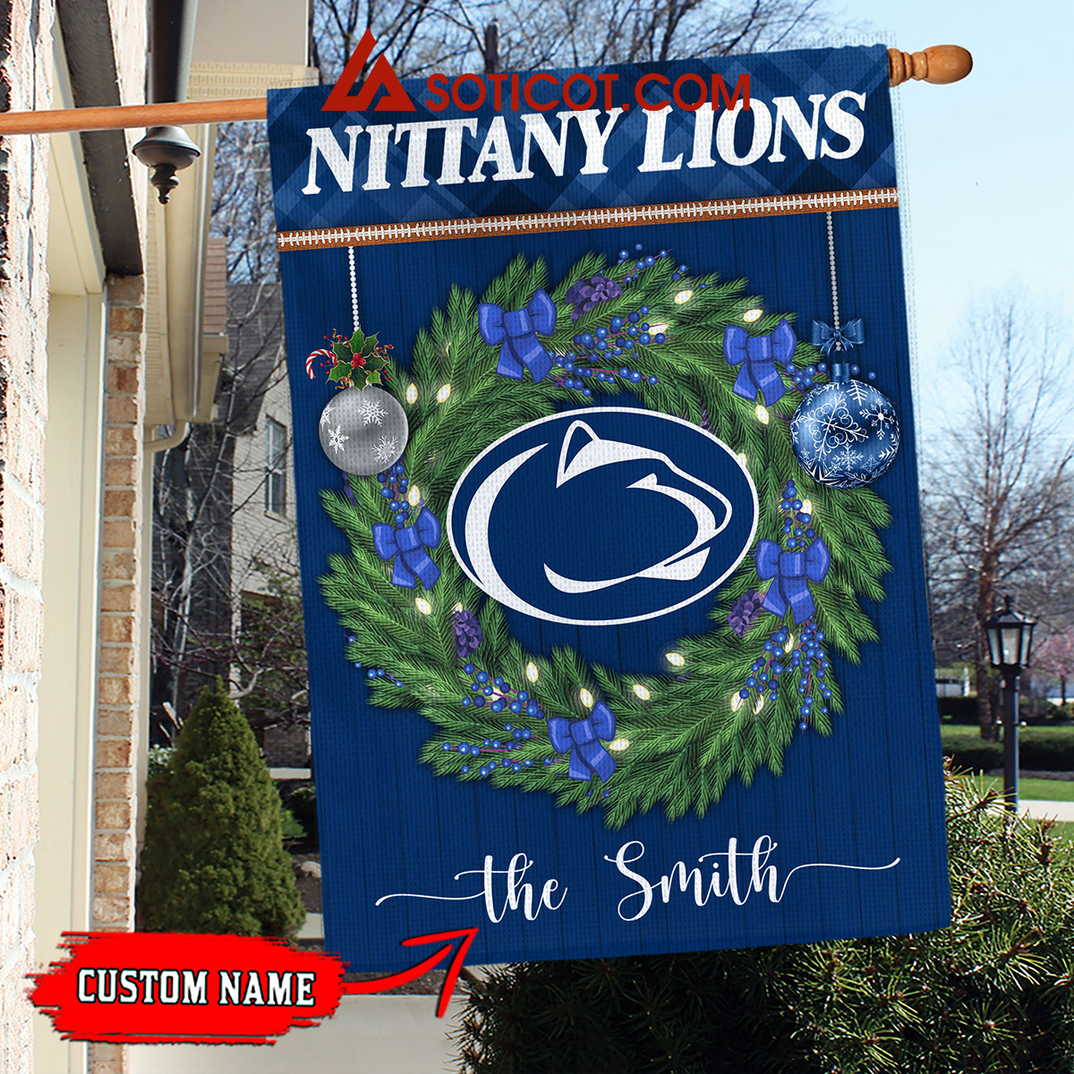 Penn State Nittany Lions NCAA Football Christmas Personalized House Garden Flag2B1 sZcMy