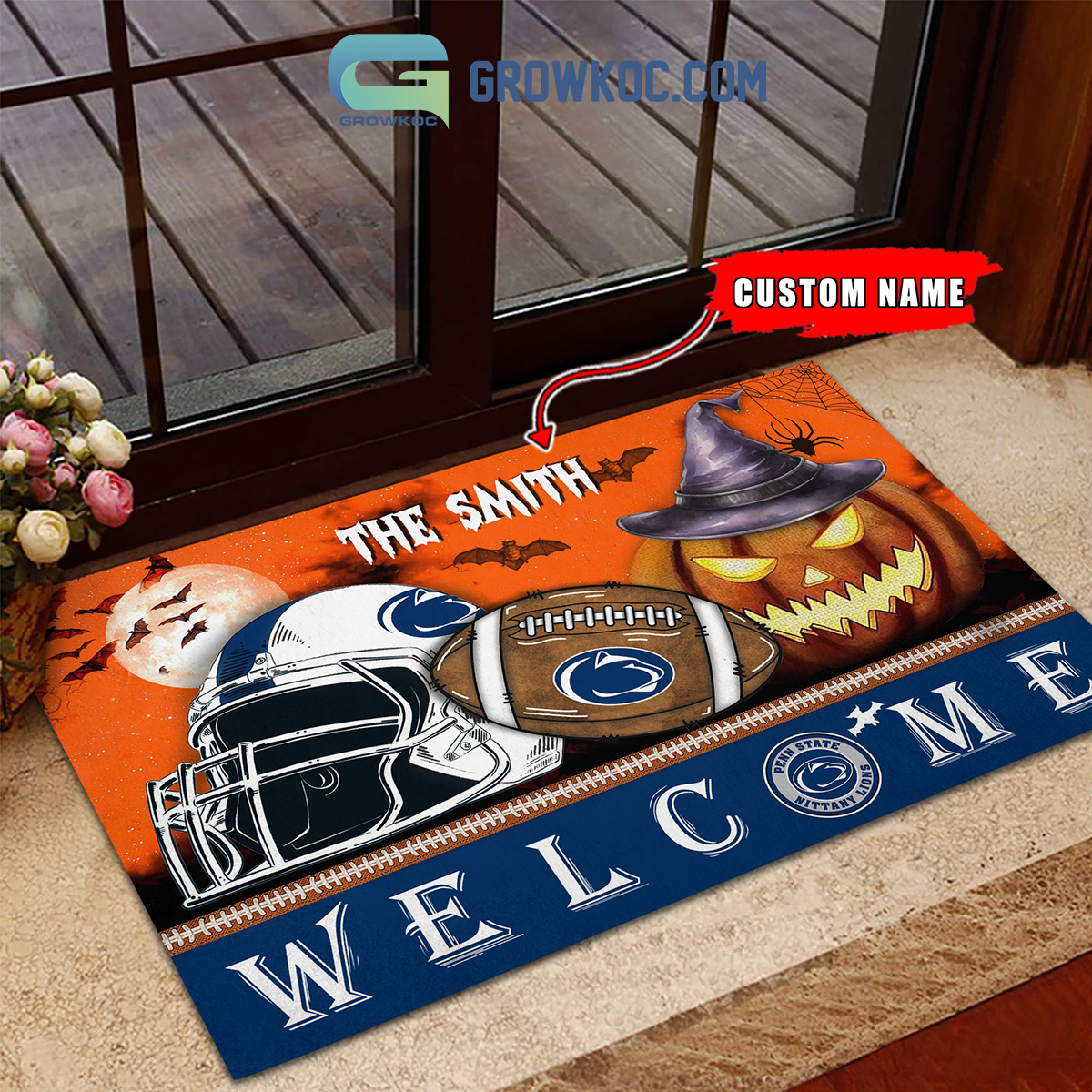 Penn State Nittany Lions NCAA Football Welcome Halloween Personalized Doormat2B1 SO4G7