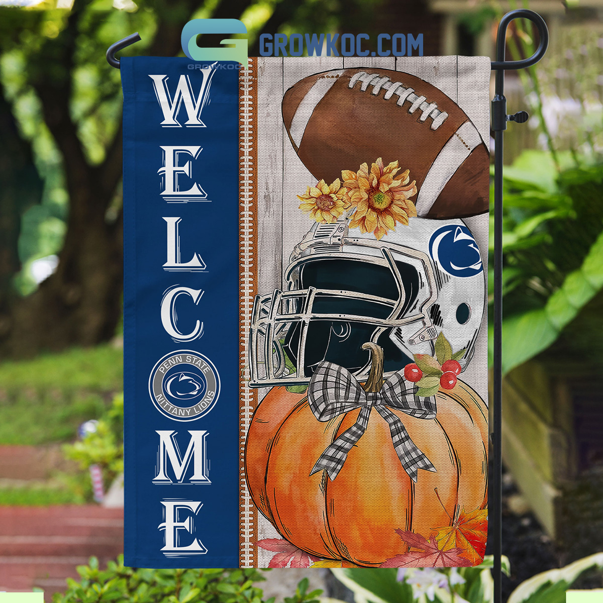 Penn State Nittany Lions NCAA Welcome Fall Pumpkin House Garden Flag2B1 7XlTU