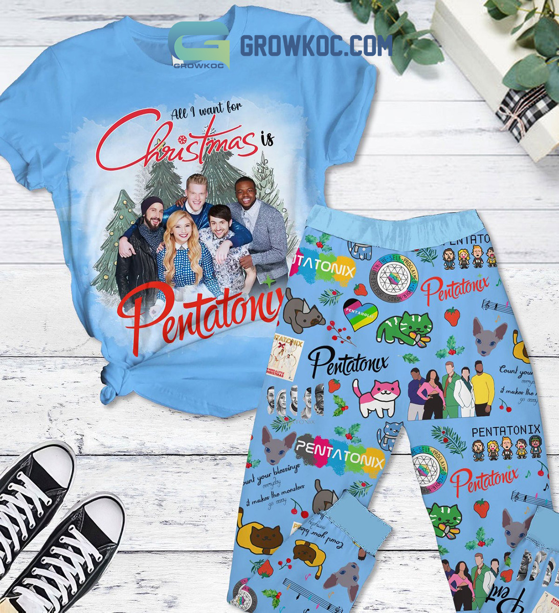 Pentatonix All I Want For Christmas Is Pentatonix Count Your Blessing Everyday It Makes The Monsters Go Away Winter Holiday Fleece Pajama Sets2B1 DHfgb