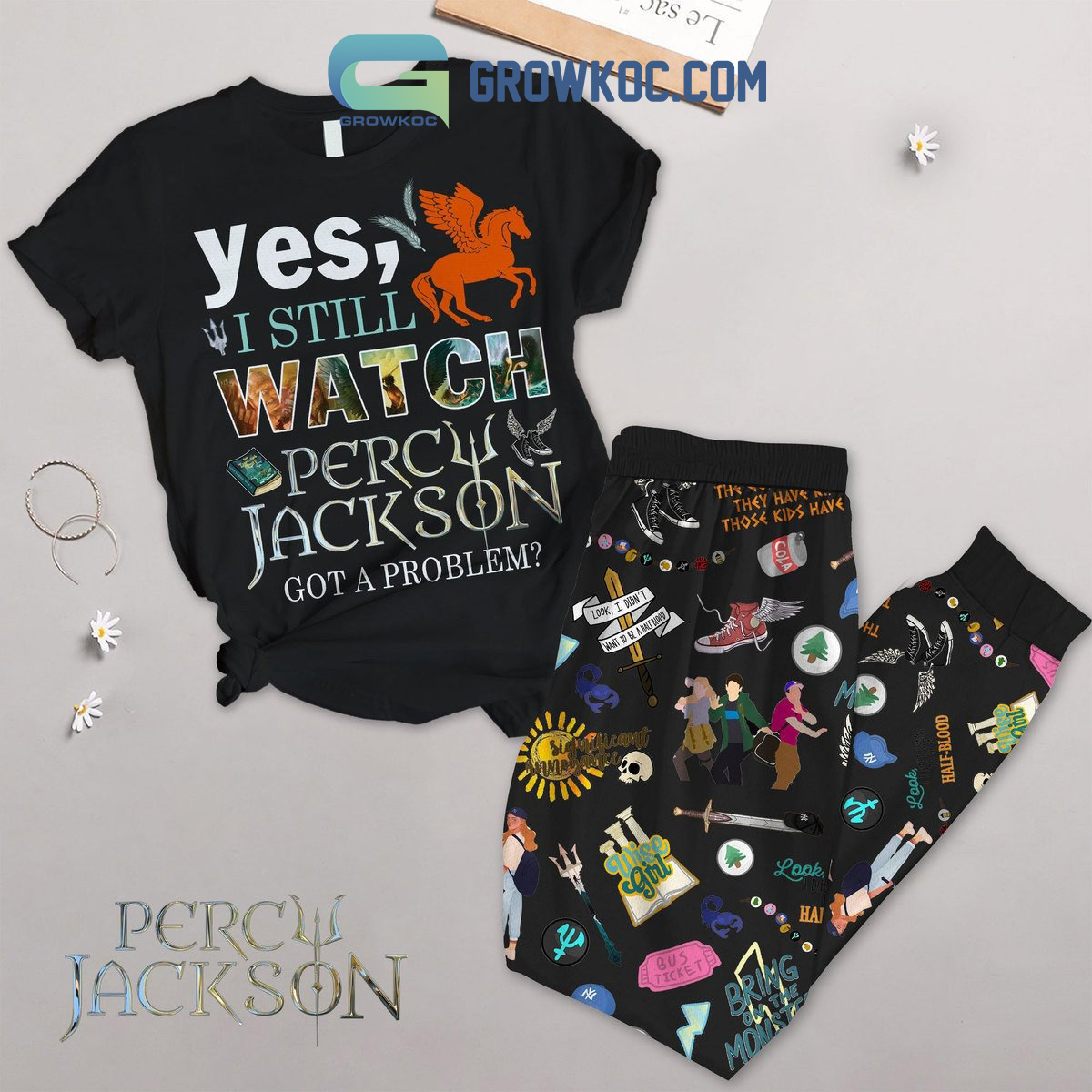 Percy Jackson I Still Watch Fleece Pajamas Set2B1 WGH5x