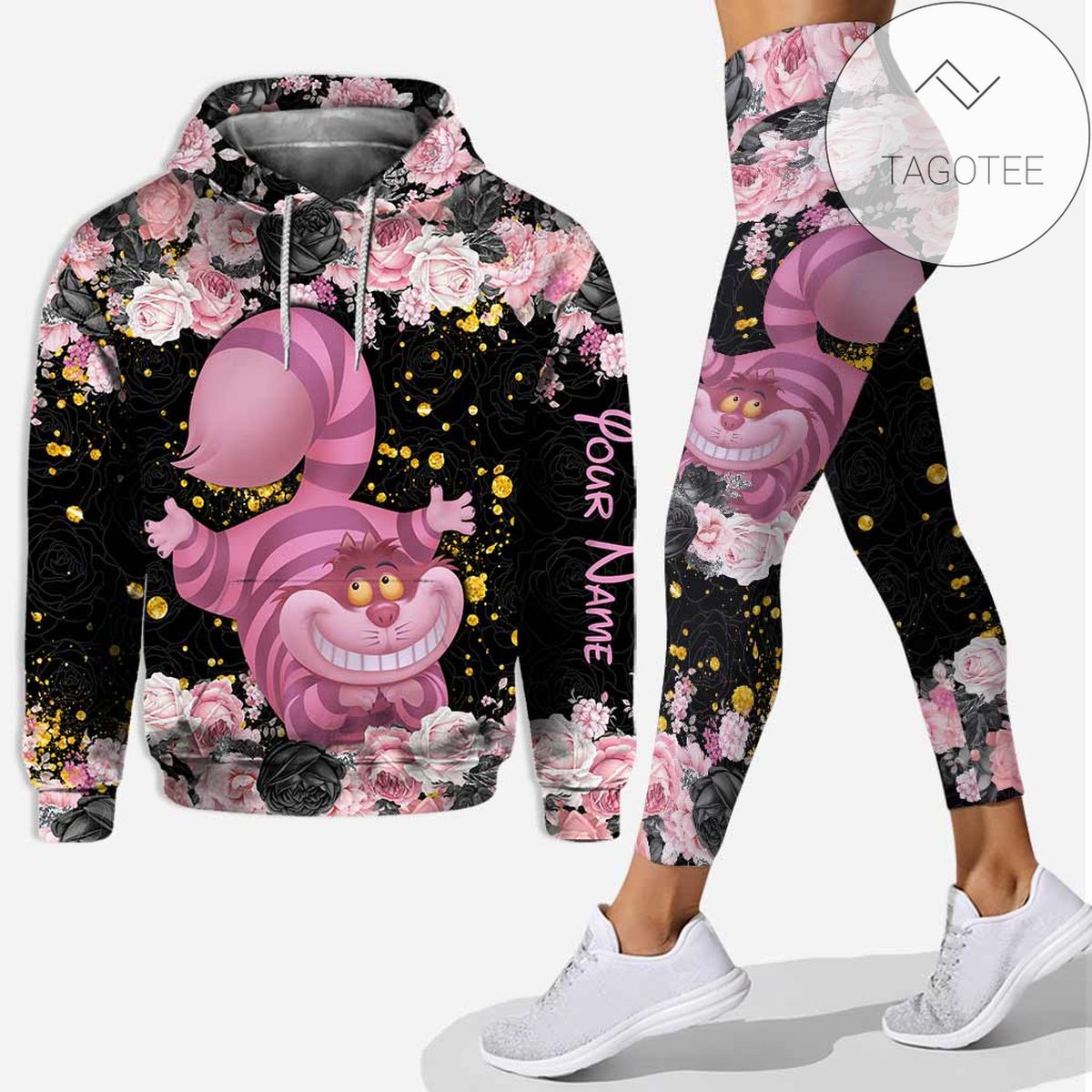 Personalized Cute Pink Cat Hoodie And Leggings