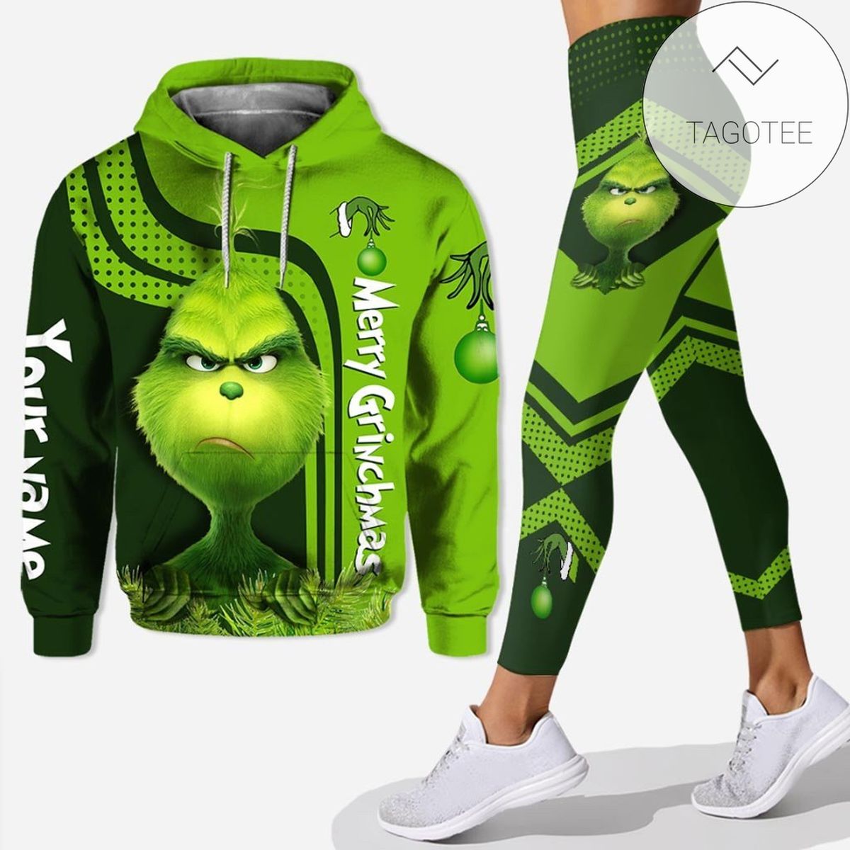 Personalized Grinch Merry Grinchmas All Over Print 3D Hoodie And Leggings Green