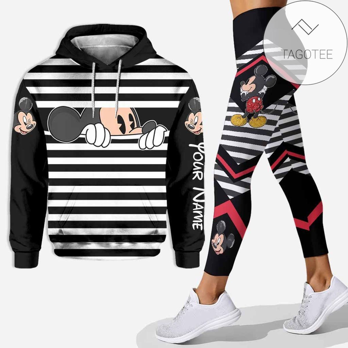 Personalized Hiding Mickey Mouse Hoodie And Leggings