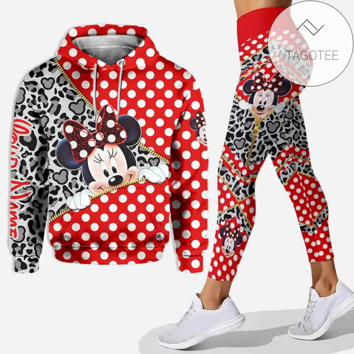 Personalized Hiding Minnie Mouse All Over Print 3D Hoodie And Leggings