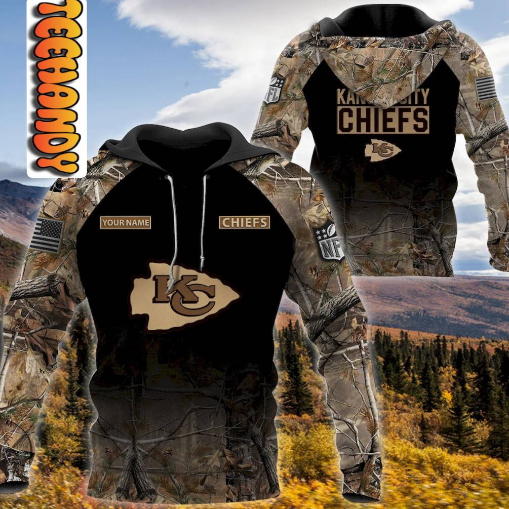 Personalized Kansas City Chiefs Hunting Camo Hoodie with 3D Print Design 0