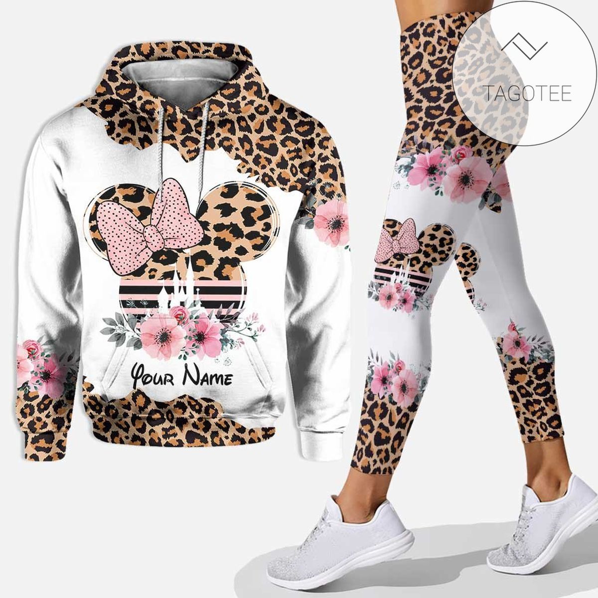 Personalized Leopard Minnie Mouse Hoodie And Leggings