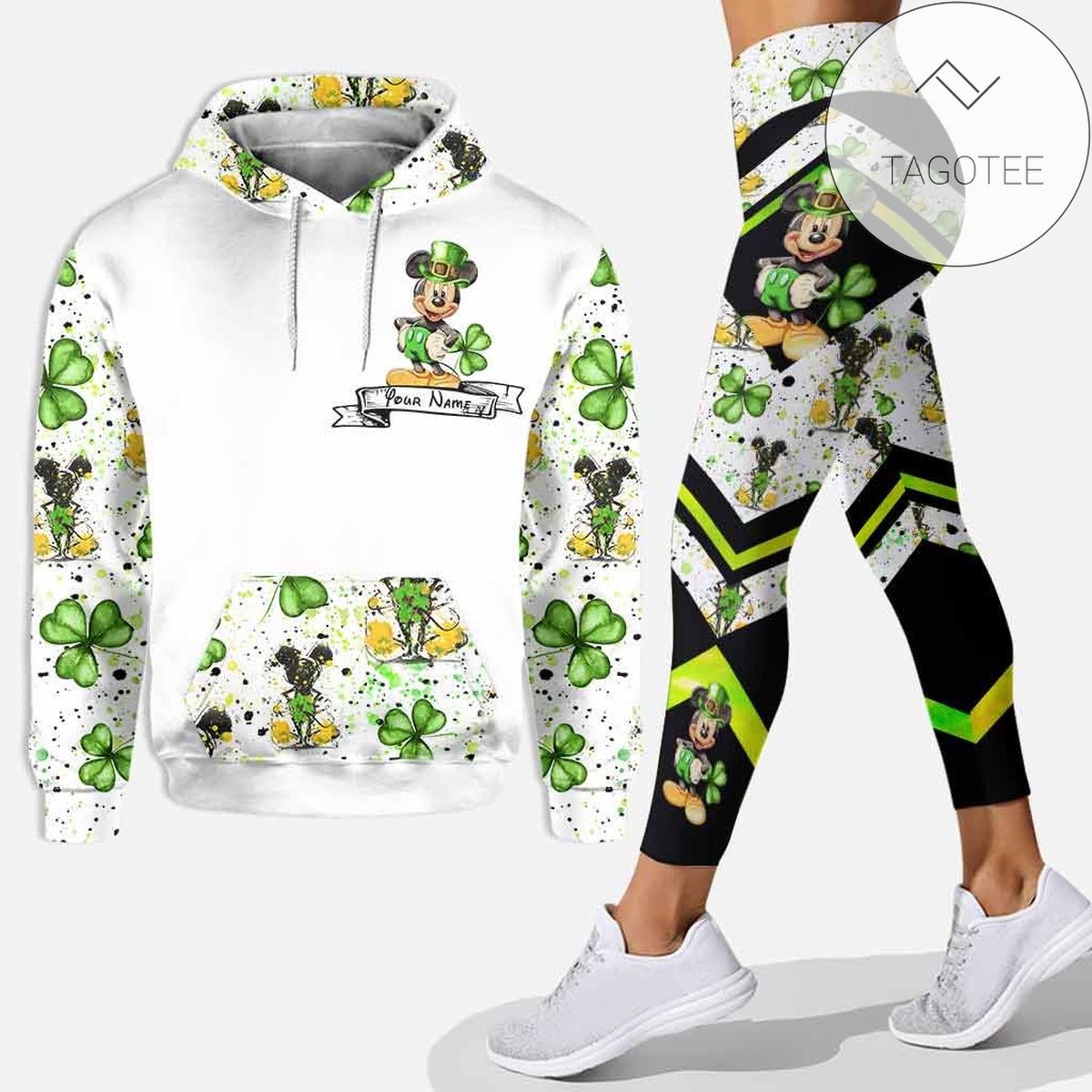 Personalized Mickey Mouse One Lucky Disnerd All Over Print 3D Hoodie Leggings White