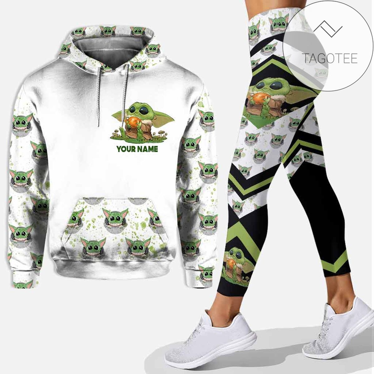 Personalized Yoda Rock Paper Scissors Throat Punch I Win All Over Print 3D Hoodie Leggings White