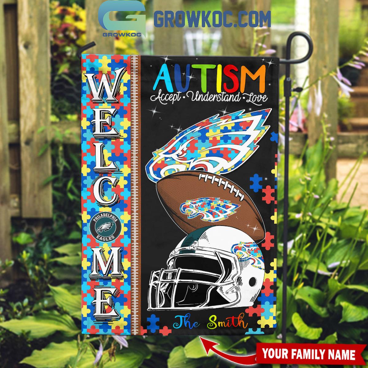 Philadelphia Eagles Autism Accept Understand Love Personalized Flag 1 3XkXR