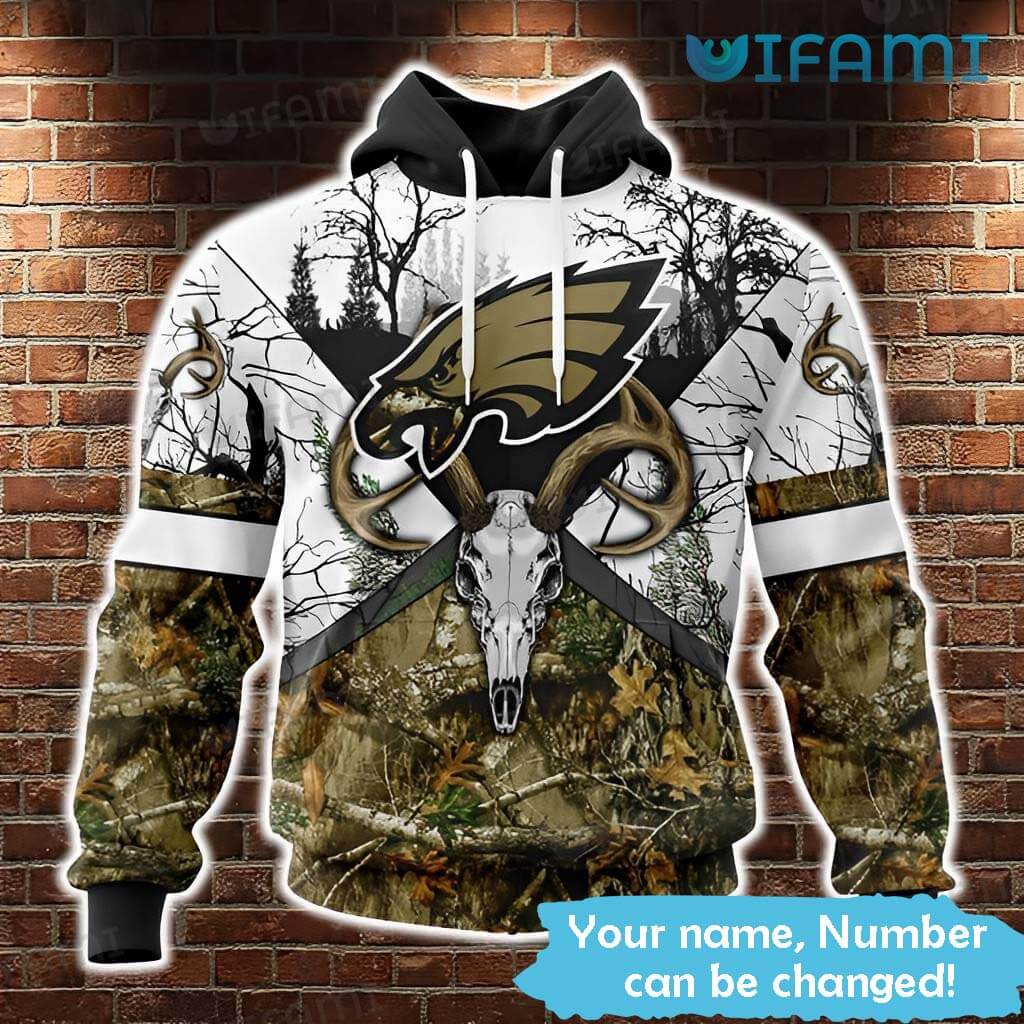 Philadelphia Eagles Camo All Over Print Hoodie with Deer Skull Forest Pattern 0