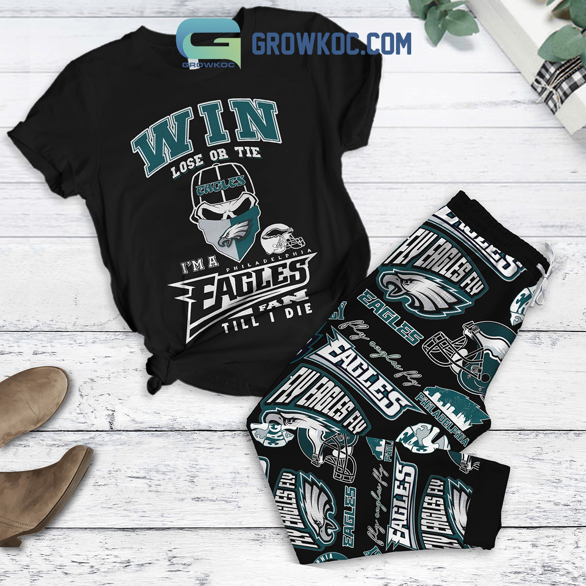 Philadelphia Eagles Fan Till I Die Fleece Pajamas Set2B1 1kQwU