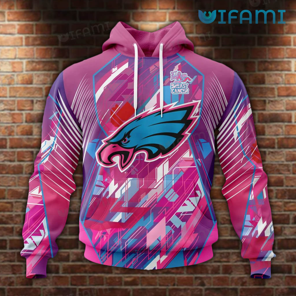 Philadelphia Eagles Hoodie 3D Breast Cancer Support Philadelphia Eagles Gift For Her 0