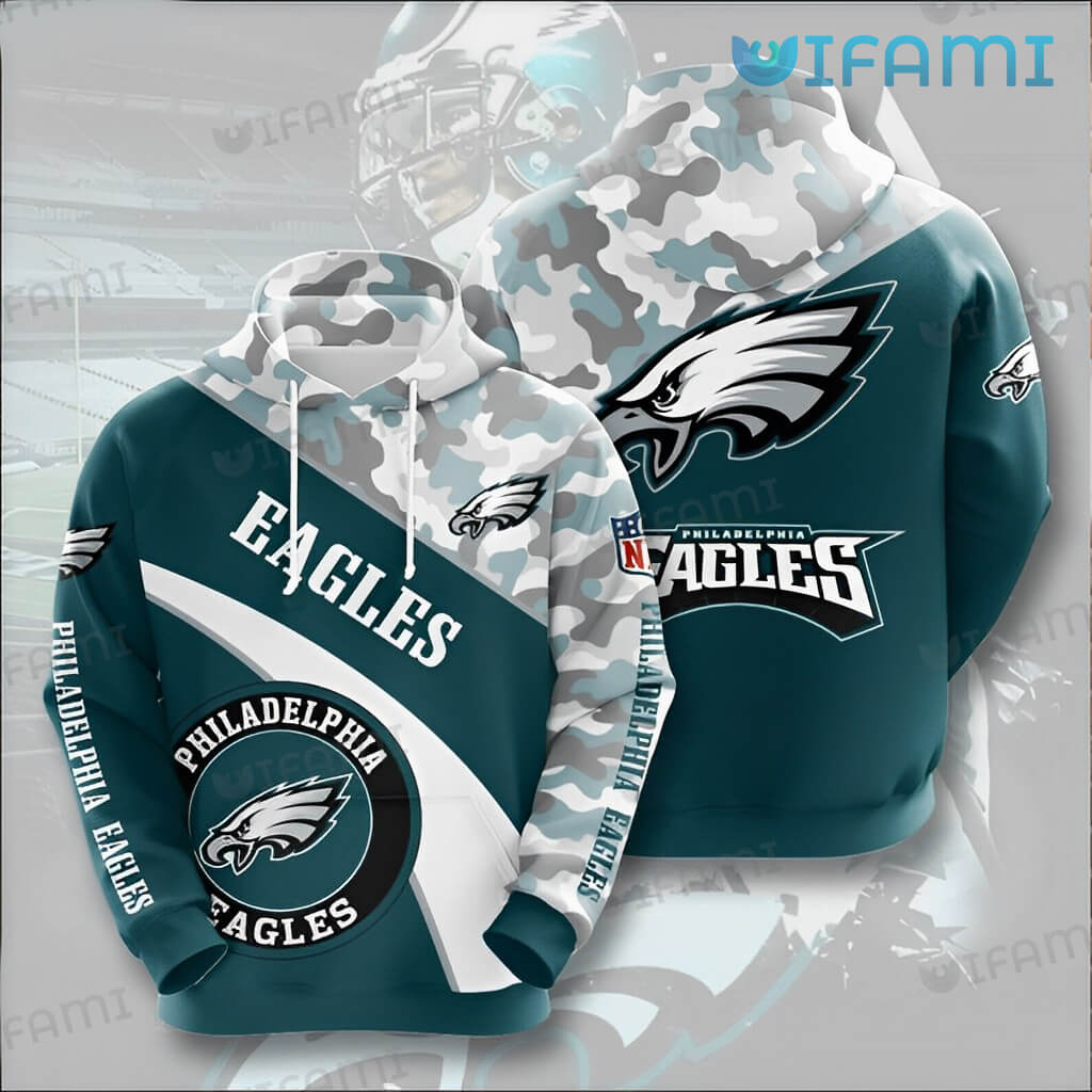 Philadelphia Eagles Hoodie 3D Camo Pattern Blue Mix Logo Philadelphia Eagles Gift 0
