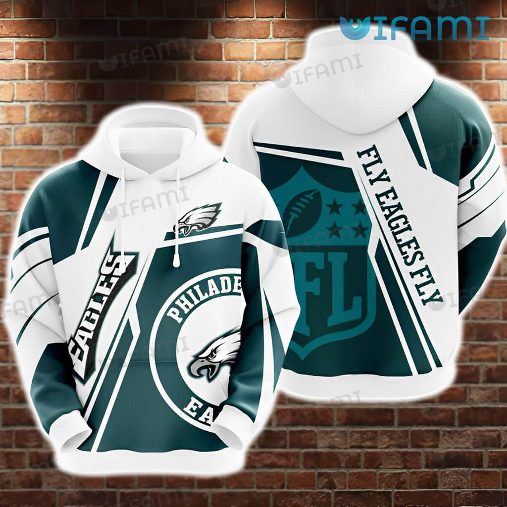Philadelphia Eagles Hoodie 3D NLF Logo White Kelly Green Philadelphia Eagles Gift 0