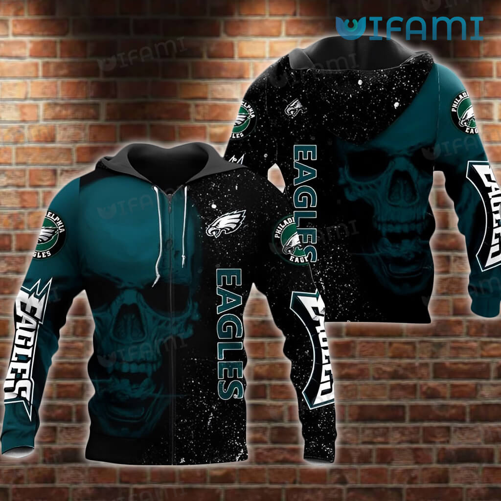 Philadelphia Eagles Hoodie 3D Skull Galaxy Background Logo Philadelphia Eagles Gift 0