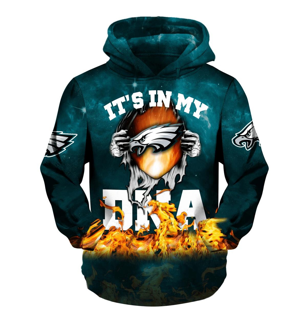 Philadelphia Eagles Hoodie 3D With Quote In My Dna Gifts for Fans 0