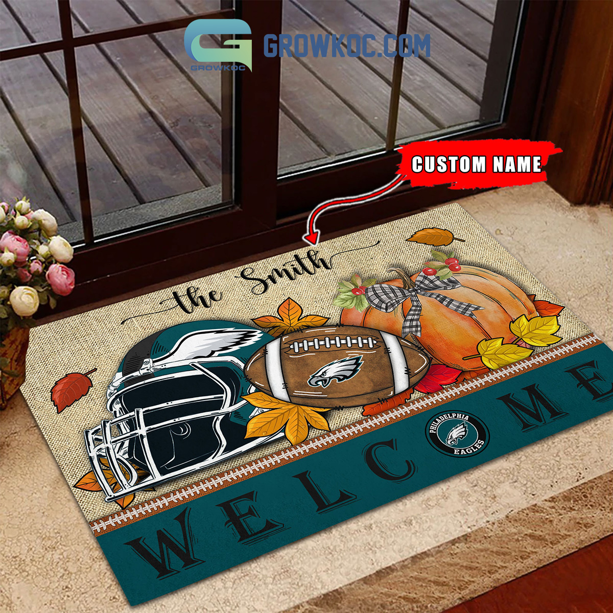 Philadelphia Eagles NFL Welcome Fall Pumpkin Personalized Doormat2B1 UjAeR