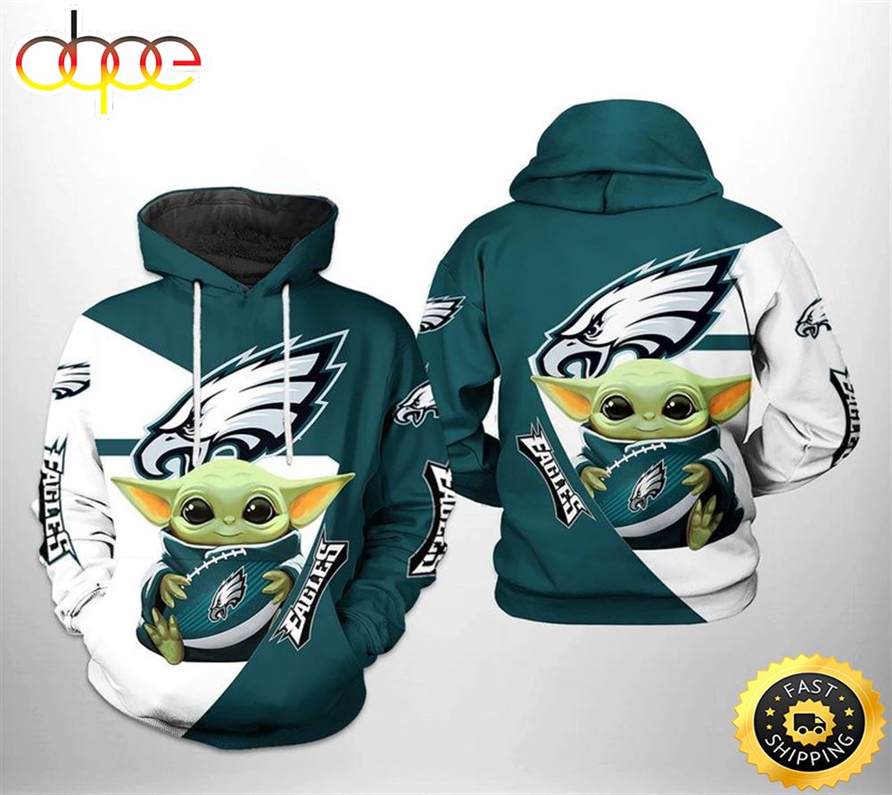 Philadelphia Eagles Baby Yoda Designs For Men Women 3d Hoodie All Over Printed lzw0or