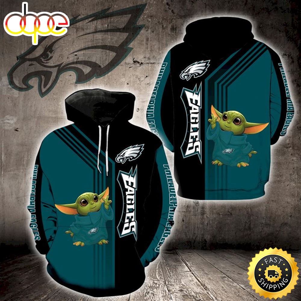Philadelphia Eagles Yoda 3d Hoodie All Over Printed Philadelphia Eagles Christmas Gifts gqv2u1