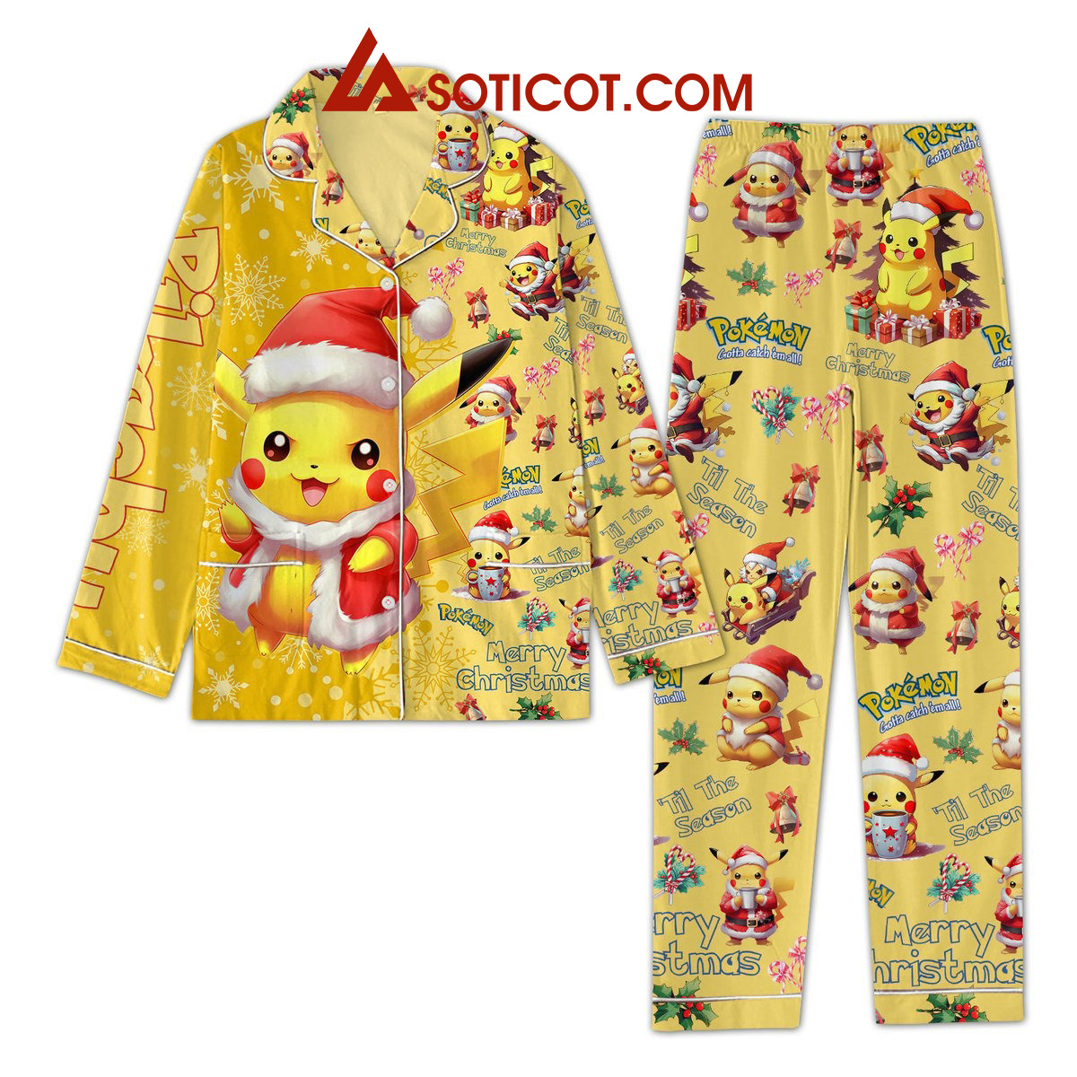 Pikachu Merry Christmas Til The Season Pajamas Set2B1 gEKUF