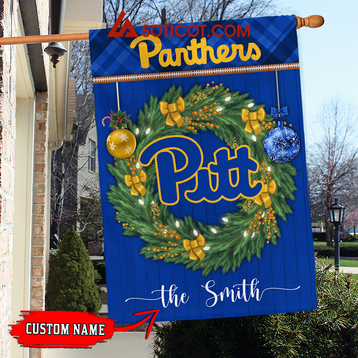 Pittsburgh Panthers NCAA Football Christmas Personalized House Garden Flag2B1 9e6qp