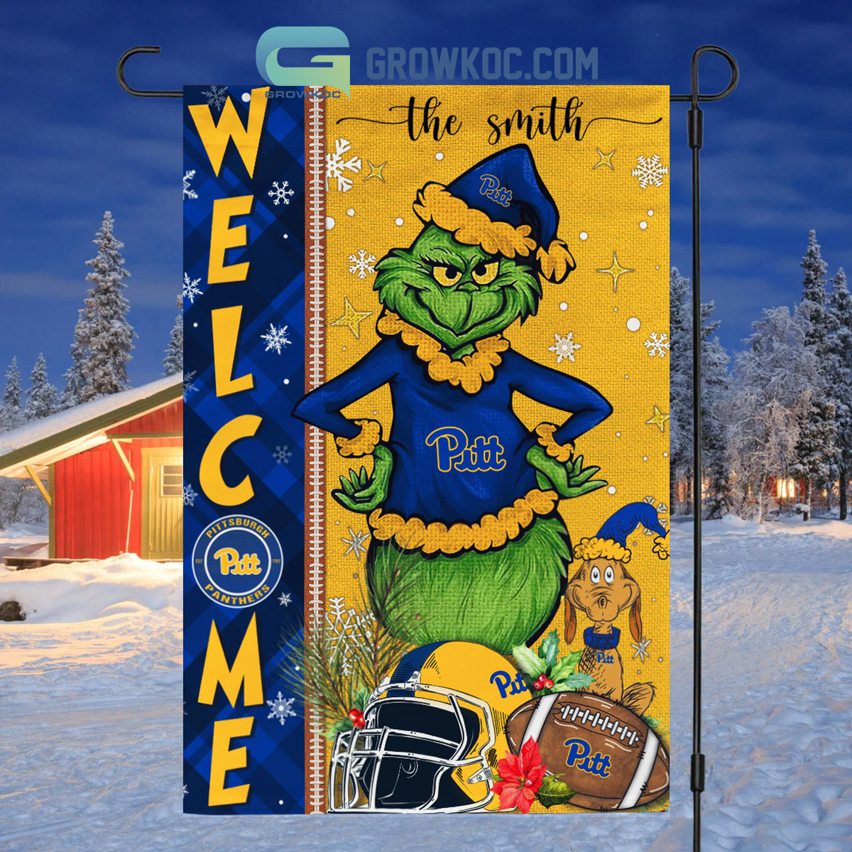 Pittsburgh Panthers NCAA Grinch Football Welcome Christmas House Garden Flag2B1 J5hFZ