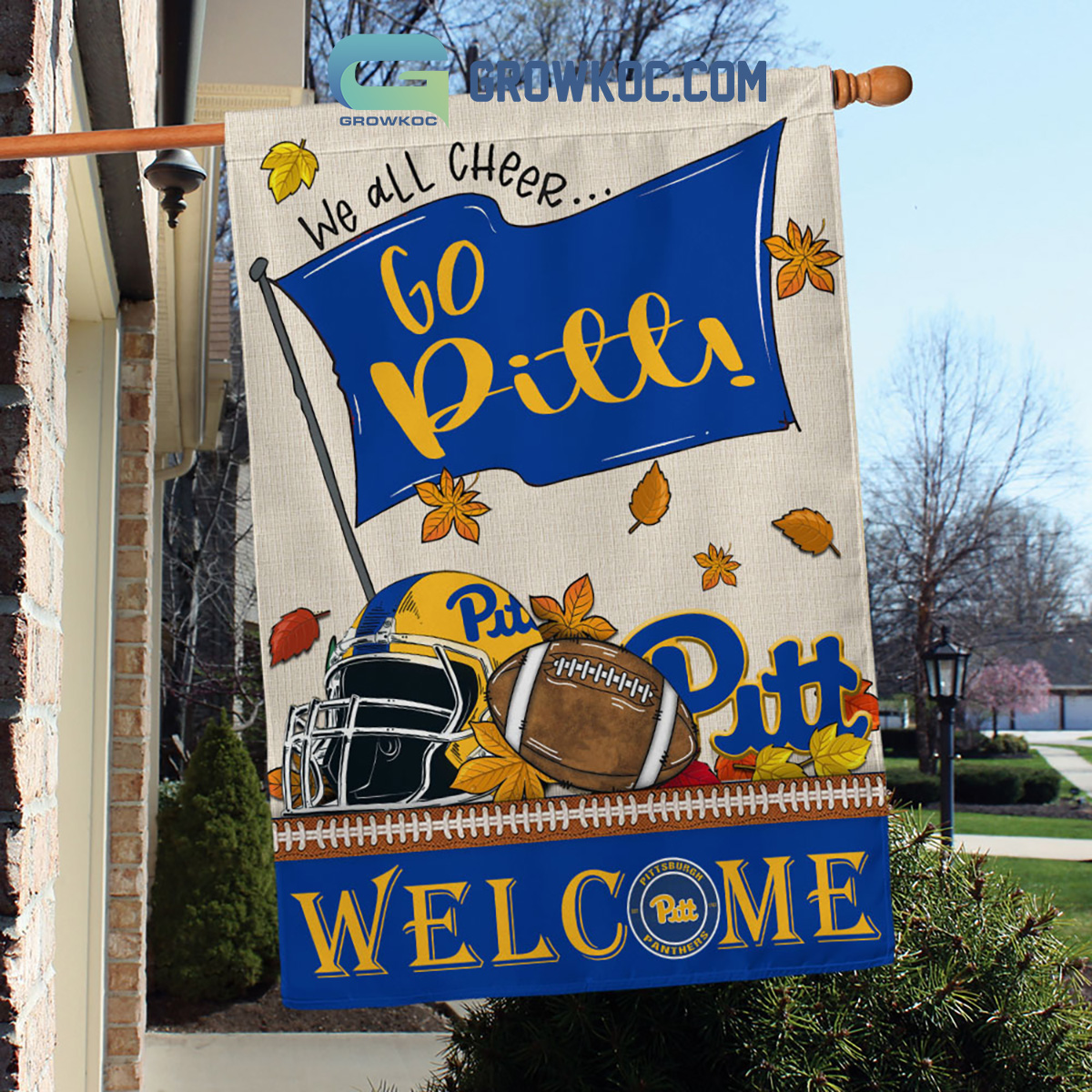 Pittsburgh Panthers NCAA Welcome We All Cheer Go Pitt House Garden Flag2B1 ahYG7