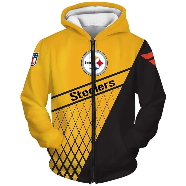 Pittsburgh Steelers 3D Hooded ZipUp Hoodie With Long Sleeves A Great Gift For Fans 0