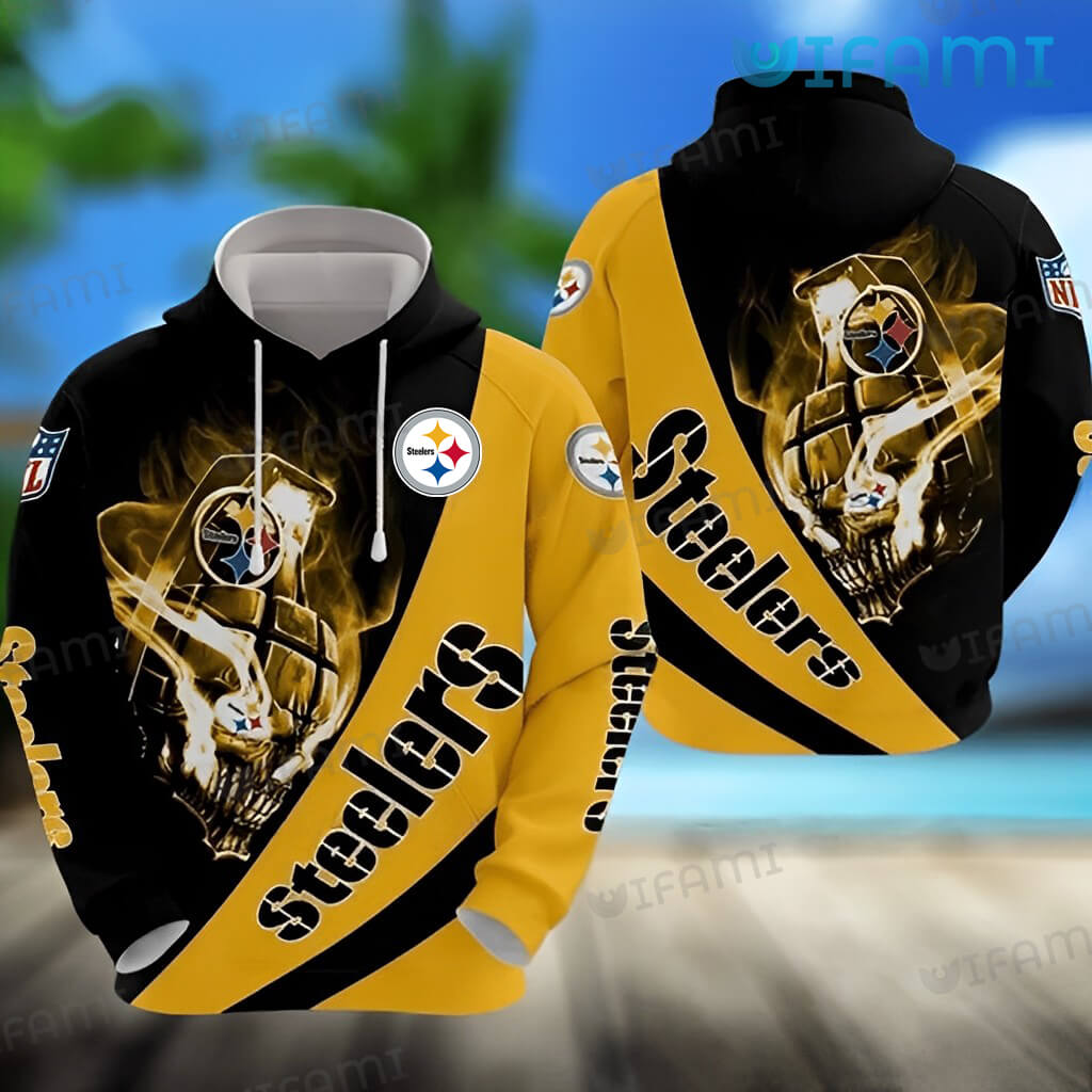 Pittsburgh Steelers Cool All Over Print Hoodie with Skull Grenade 0